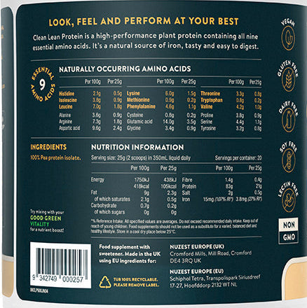 Nuzest Just Natural Protein 500g – Powder and Scoop Inside Tub