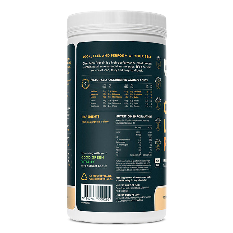 Open Tub of Nuzest Just Natural Protein – Unflavoured Powder Inside