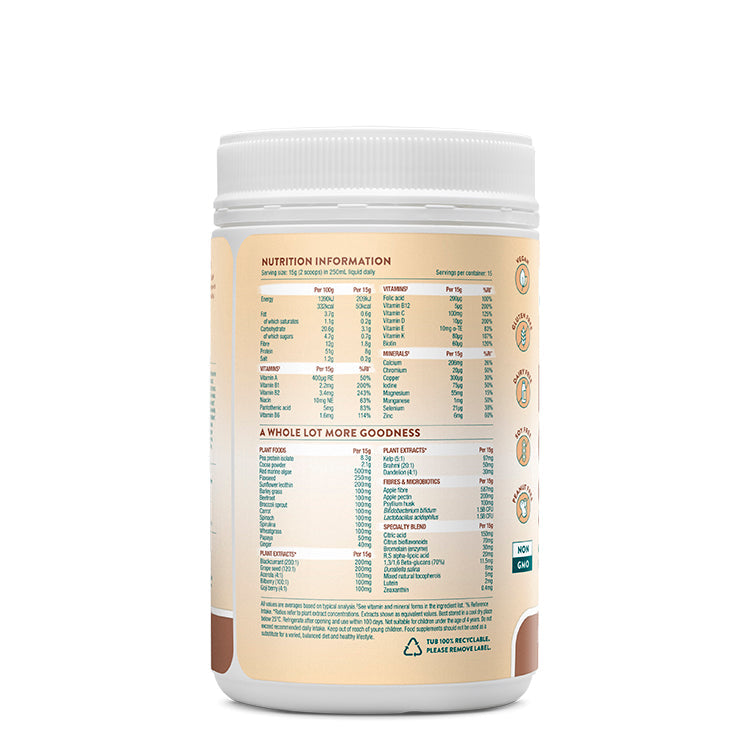 Ingredients list of Nuzest Kids Rich Chocolate smoothie mix