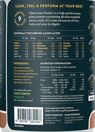 Scoop of Nuzest Clean Lean Protein powder in chocolate flavour