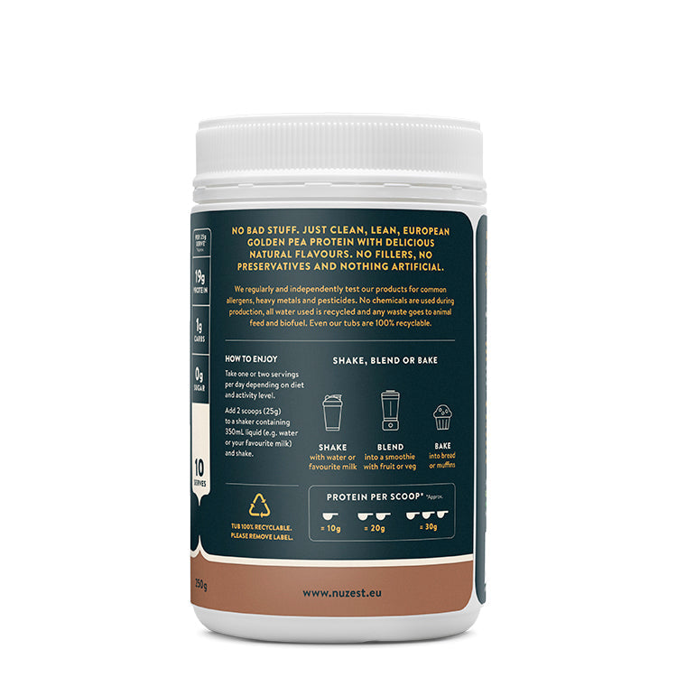Chocolate protein shake made from Nuzest Clean Lean Protein