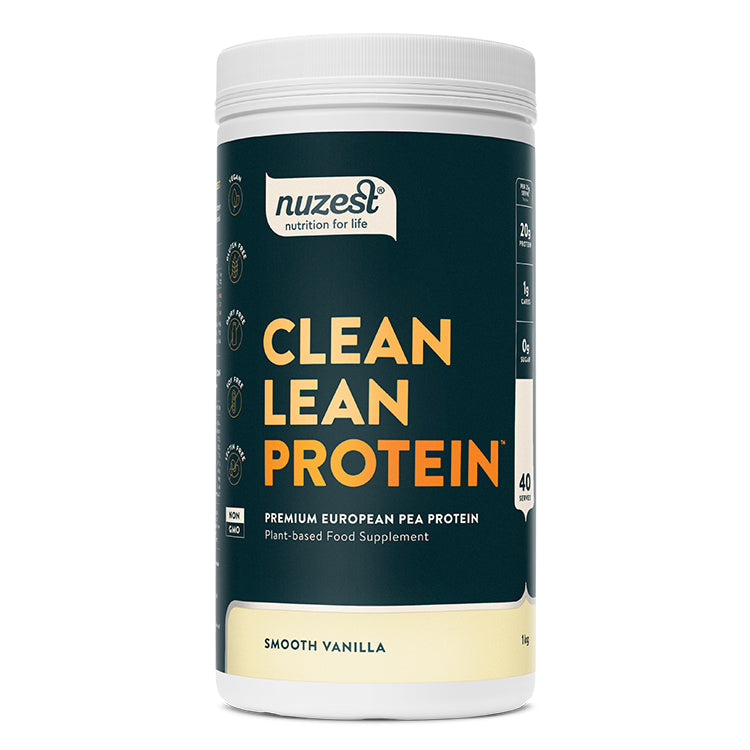 Nuzest Smooth Vanilla Clean Lean Protein 1kg – Front of Tub