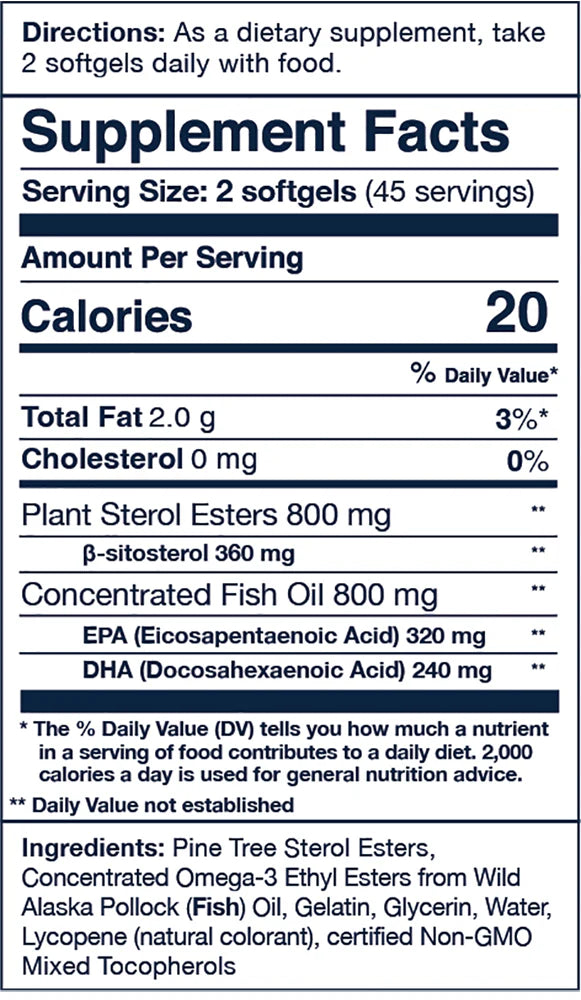 Omega-3 supplement with plant sterols to support cholesterol levels