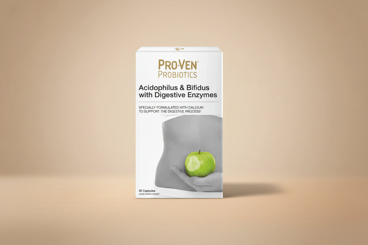 Pro-Ven Probiotics package with a green apple on a white background