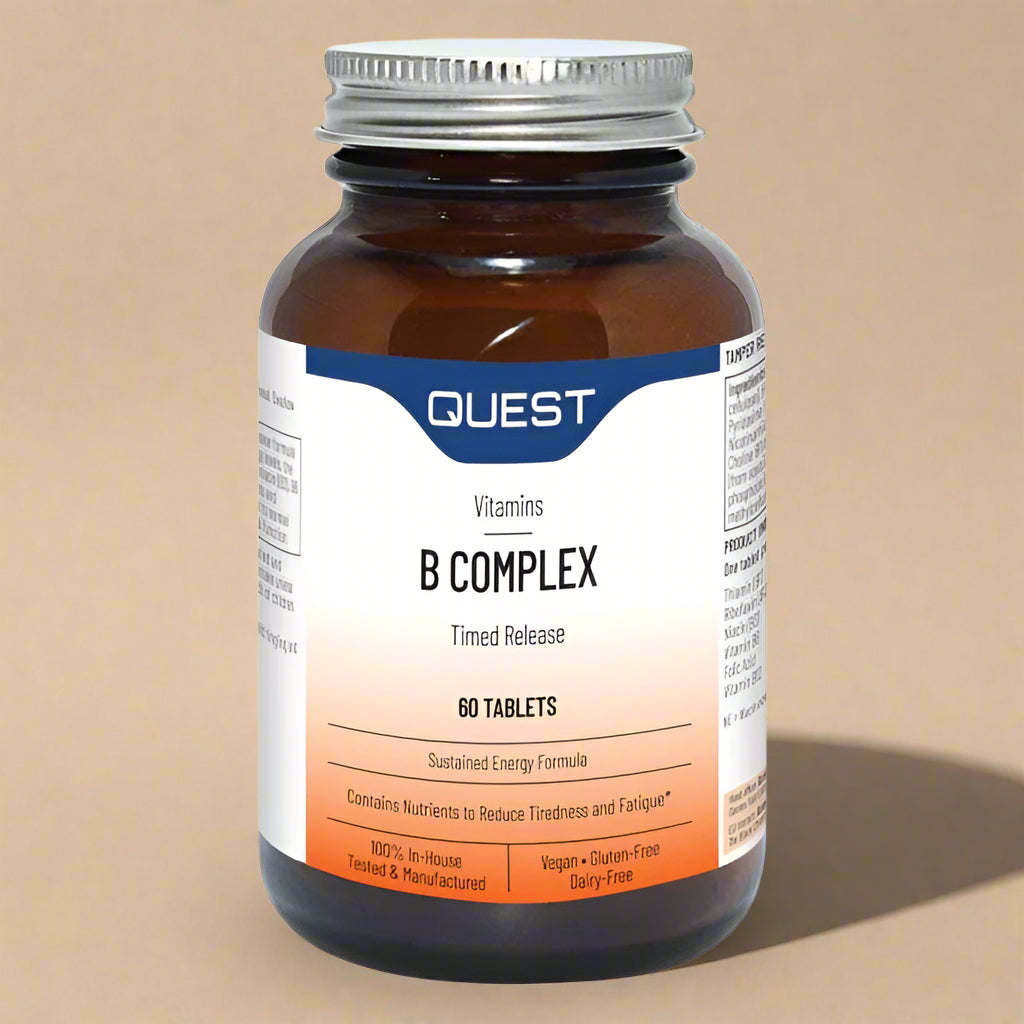 Front view of Quest B Complex Time Release 60 Tablets bottle