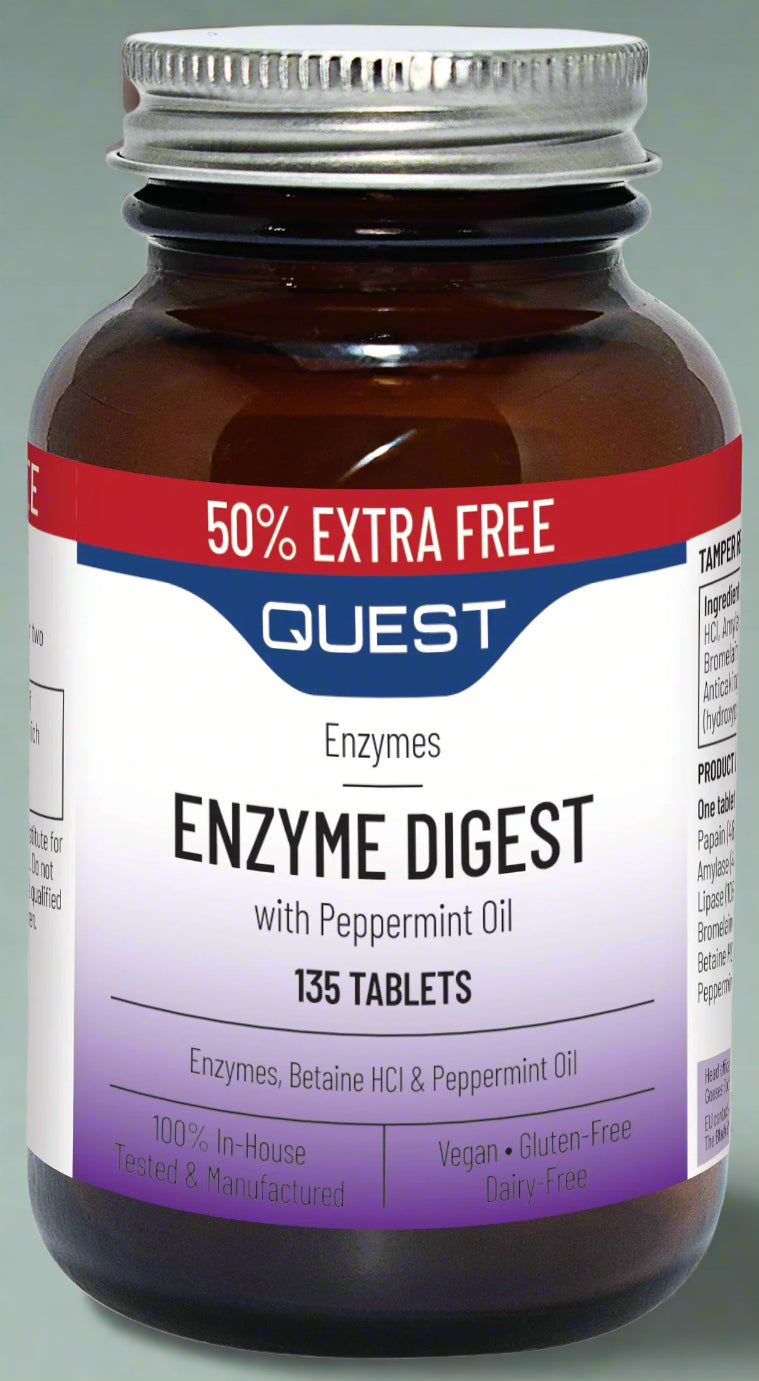 Quest Enzyme Digest 50% Xtra – 135 Tablets Front Packaging