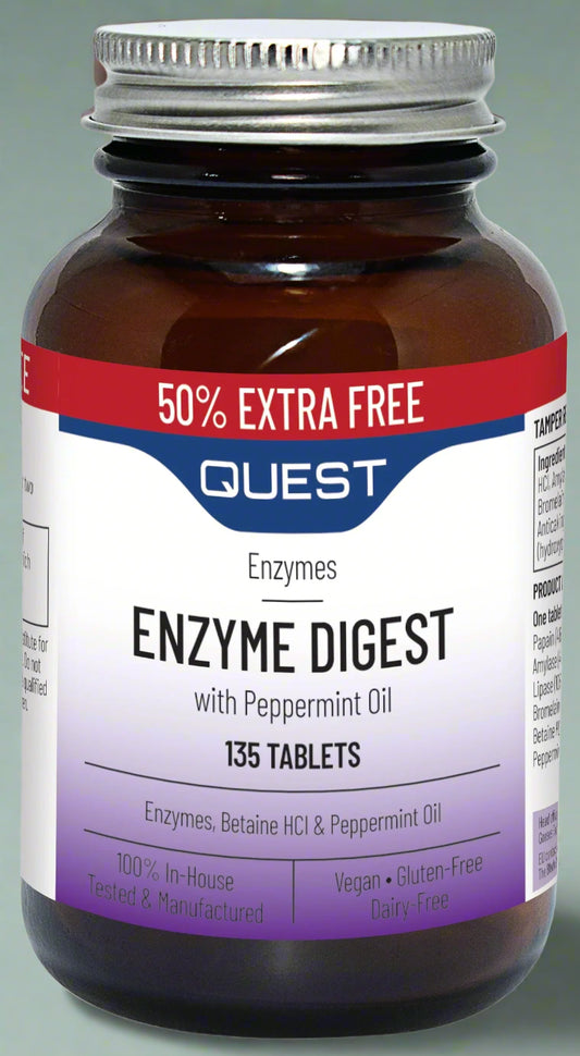 Quest Enzyme Digest 50% Xtra – 135 Tablets Front Packaging