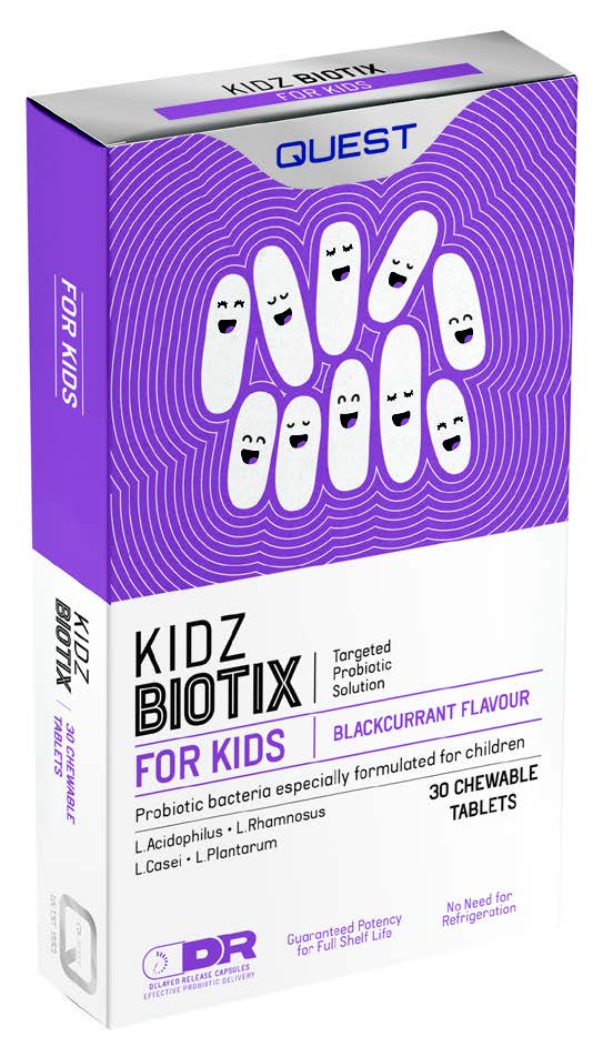 Quest Kidz Biotix – Probiotic Chewable Tablets for Kids – 30 Capsules