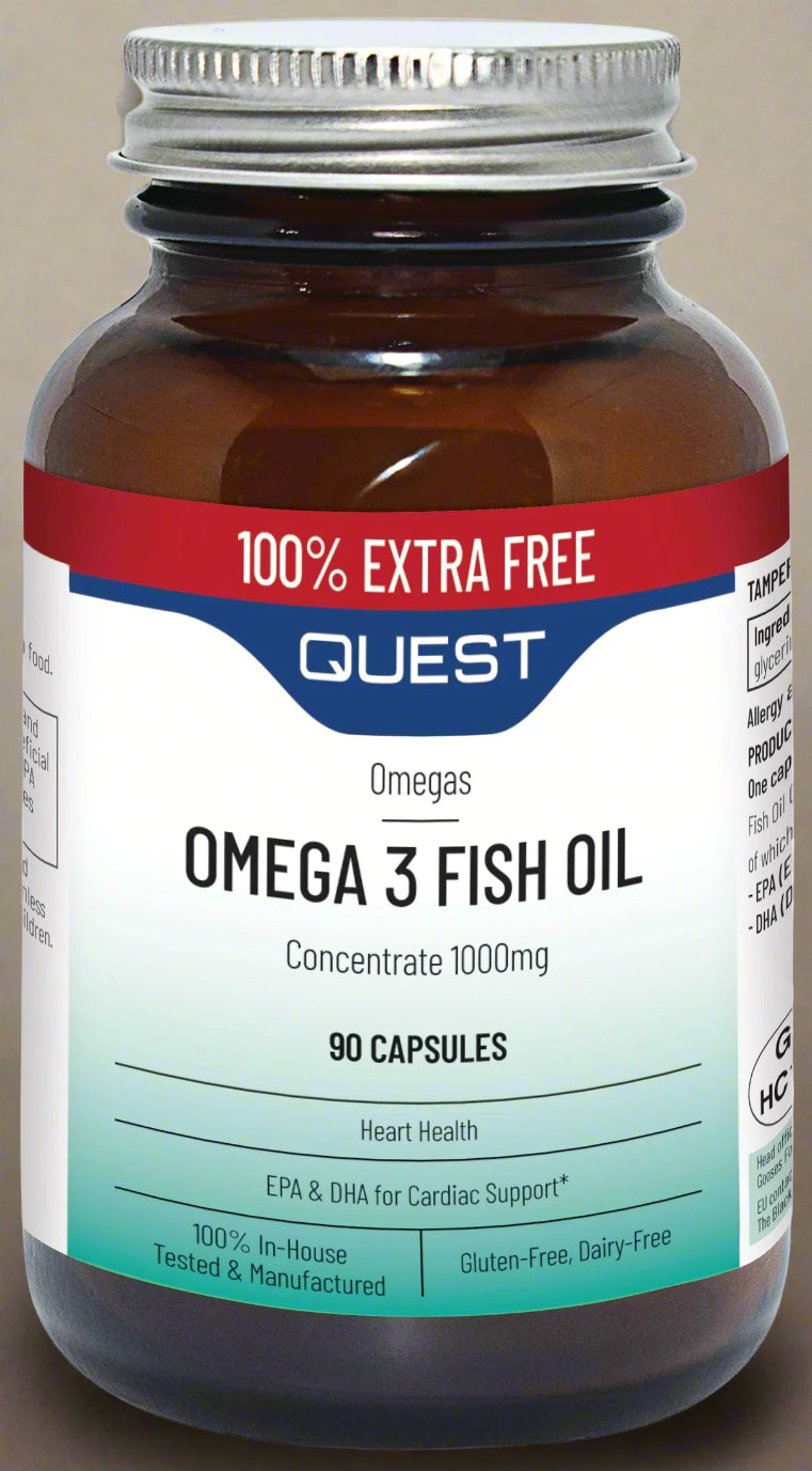 Quest Omega 3 Fish Oil 100% Xtra – 90 Capsules Front Label