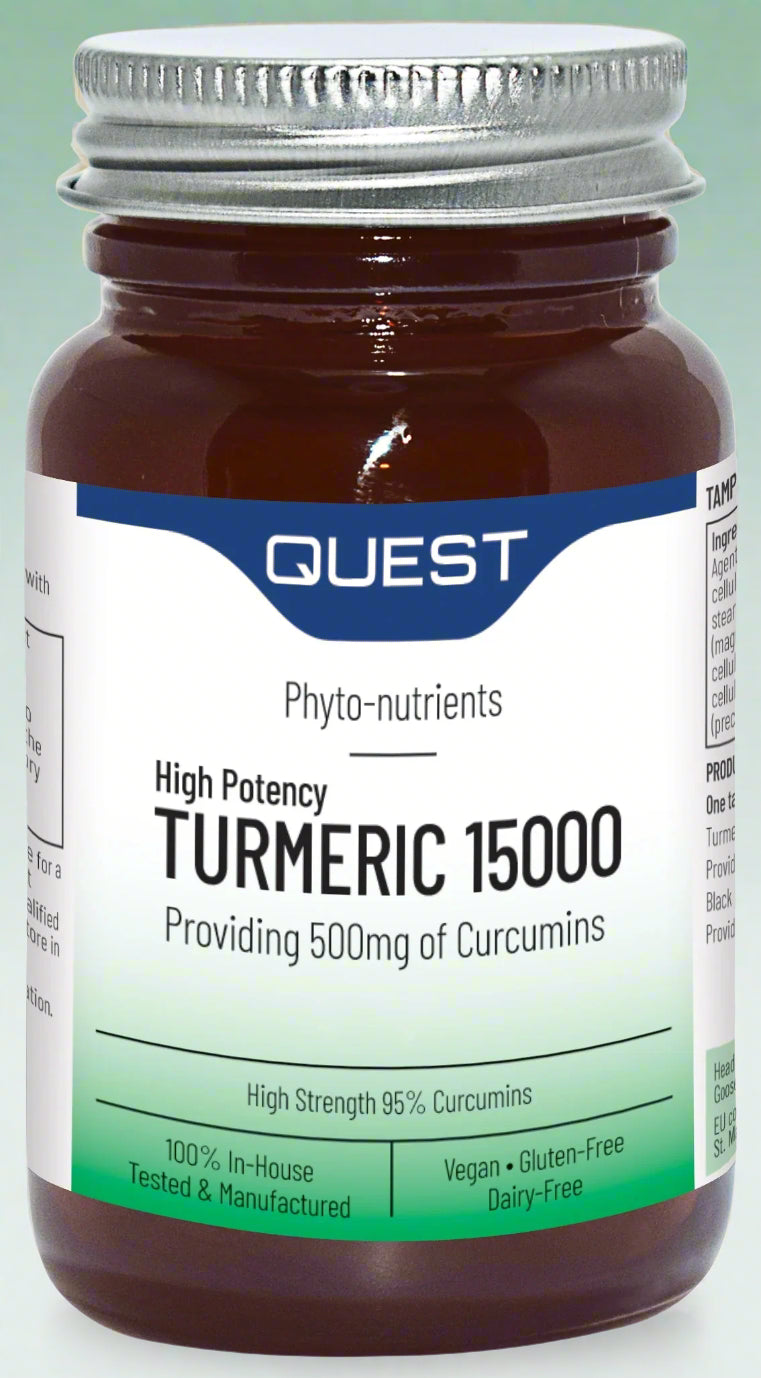 Front View of Quest Turmeric 15000 – 60 Tablets Bottle