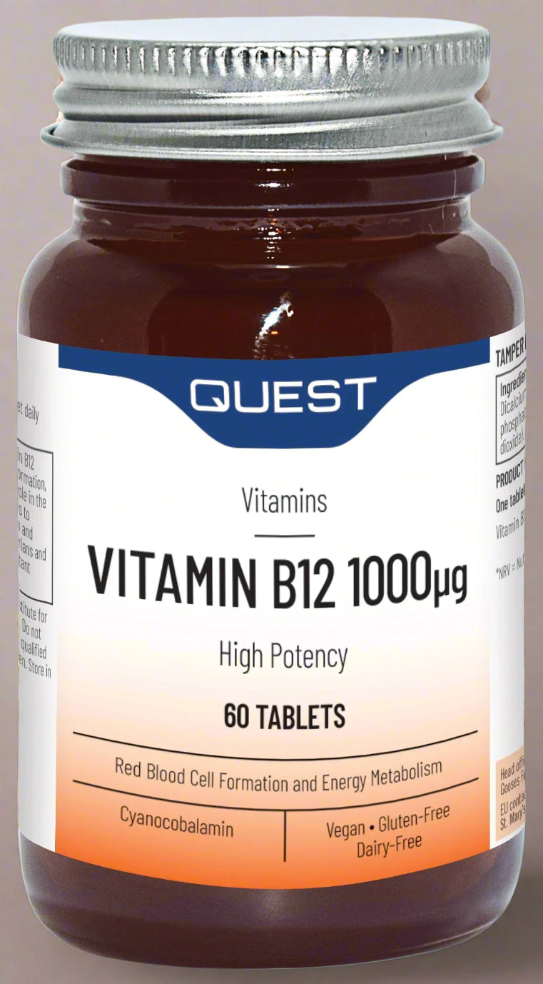 Front of Quest Vitamin B12 1000mcg 60 Tablets Bottle