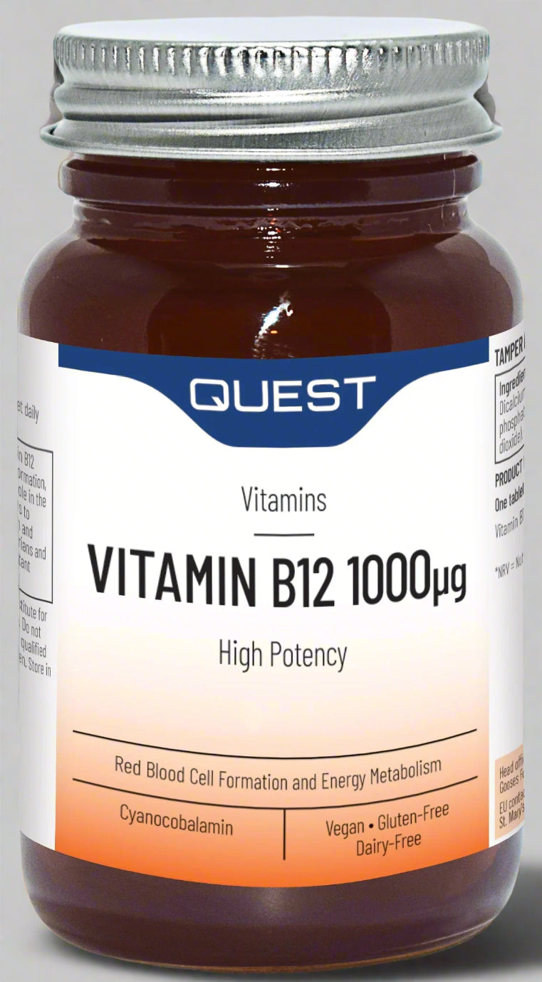 Quest Vitamin B12 1000mcg – 90 Tablets Front Bottle