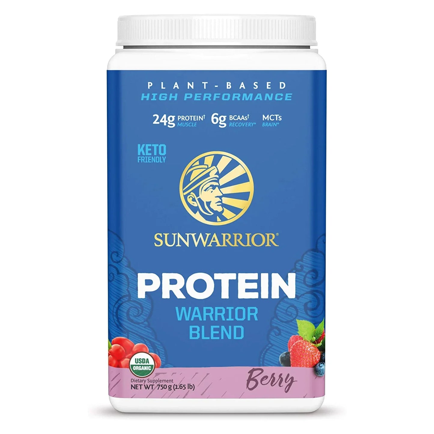 Sunwarrior Warrior Blend Berry (Organic) – 750g – Plant-Based Protein with BCAAs & Superfoods