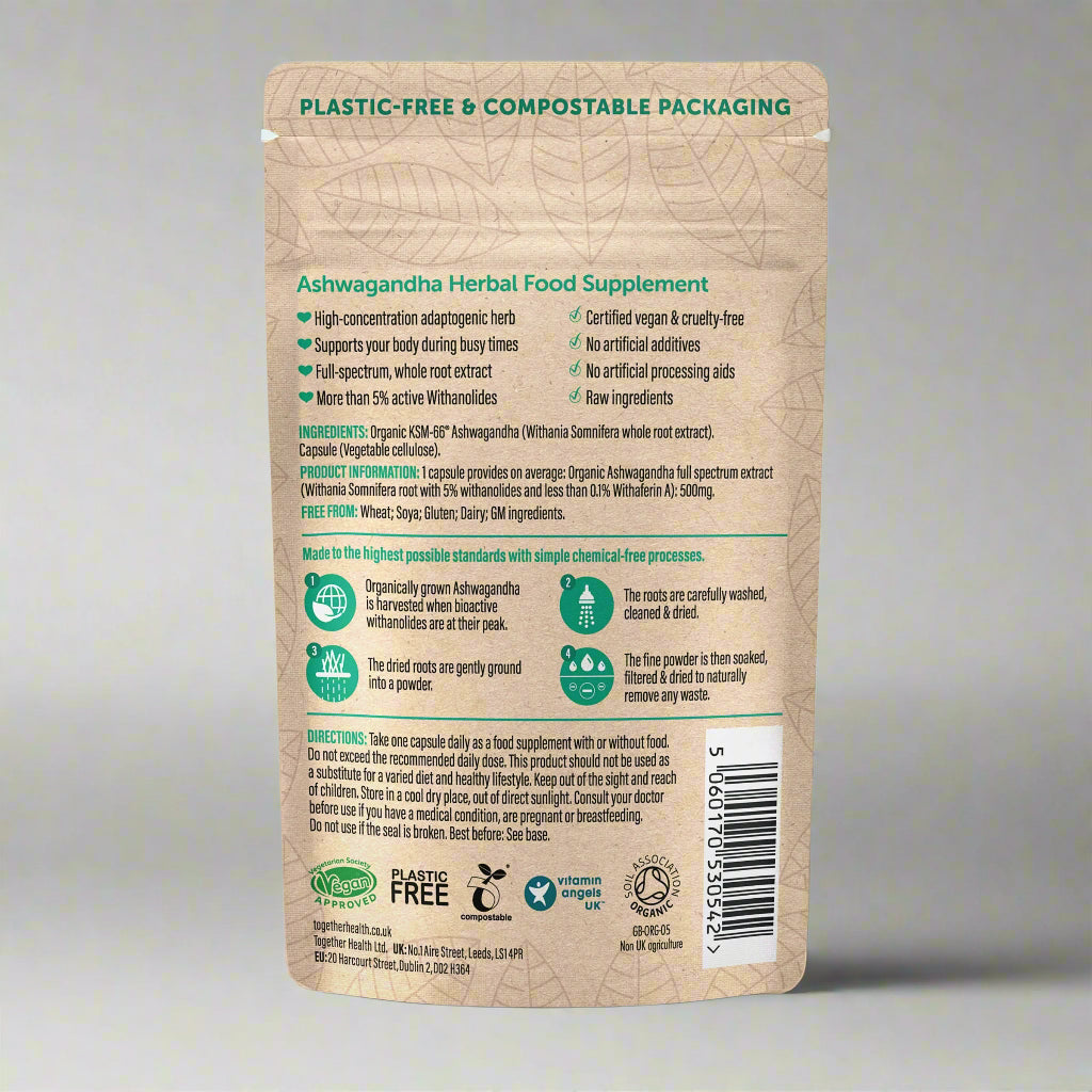 Supplement Information – Organic Ashwagandha Root Extract – 30 Capsules