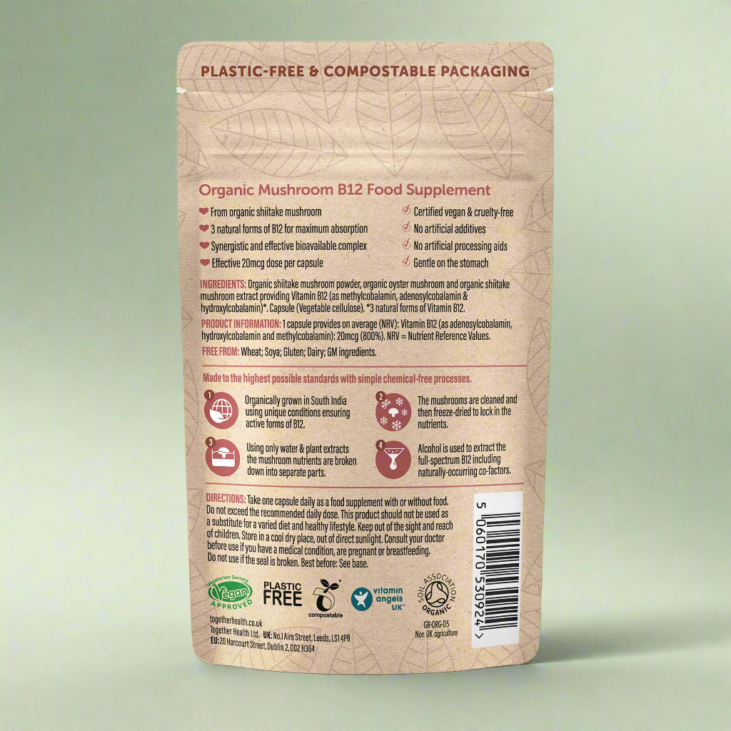 Ingredients and Nutrition Facts – Mushroom B12 – 30 Capsules