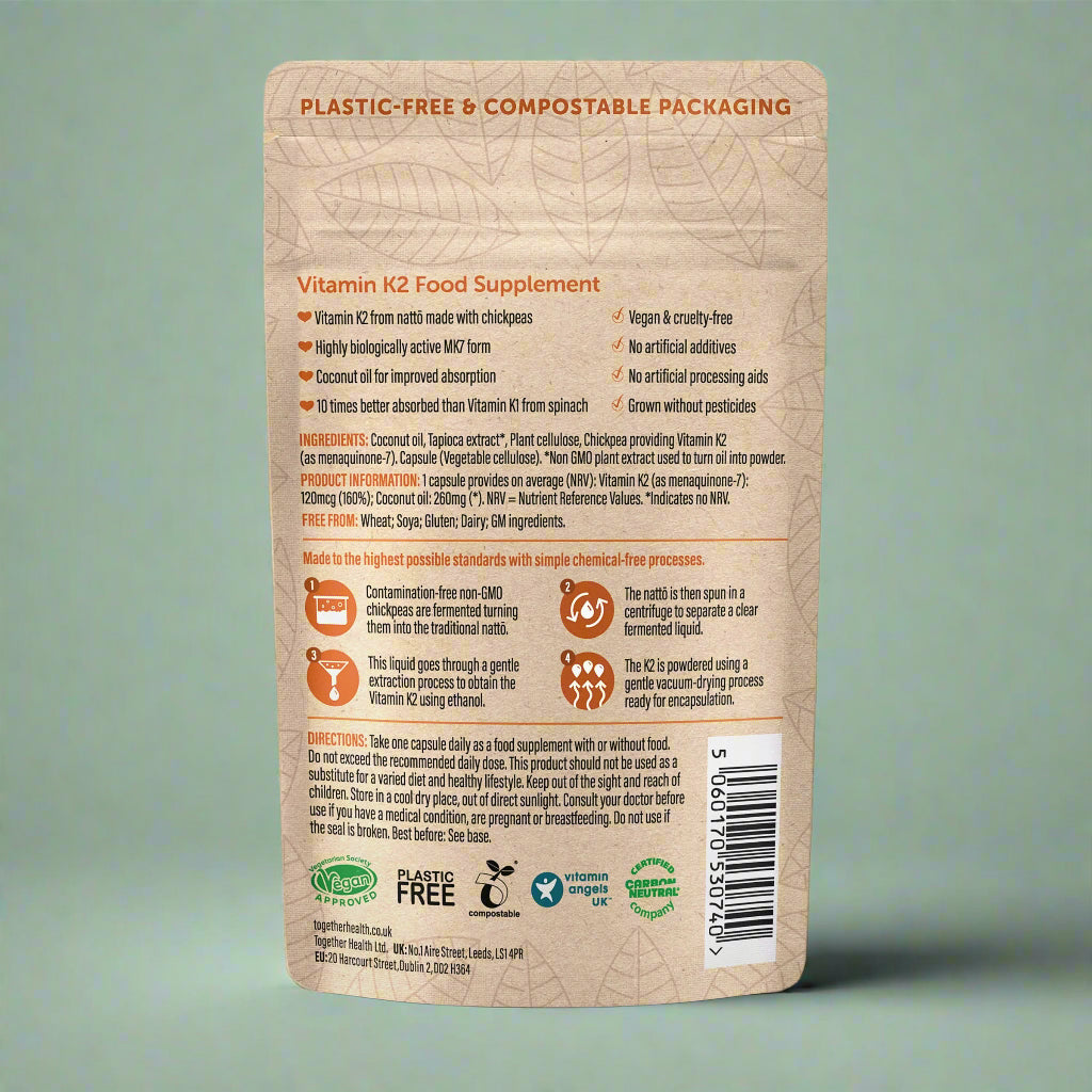 Supplement Facts – Vitamin K2 from Chickpea Nattō – 30 Capsules