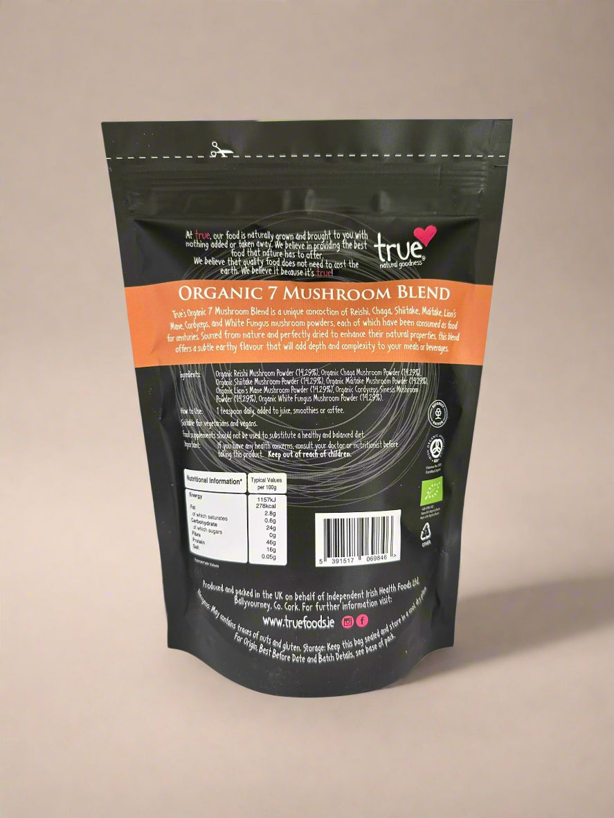 Ingredients and Nutritional Info of Organic Mushroom Blend – 150g