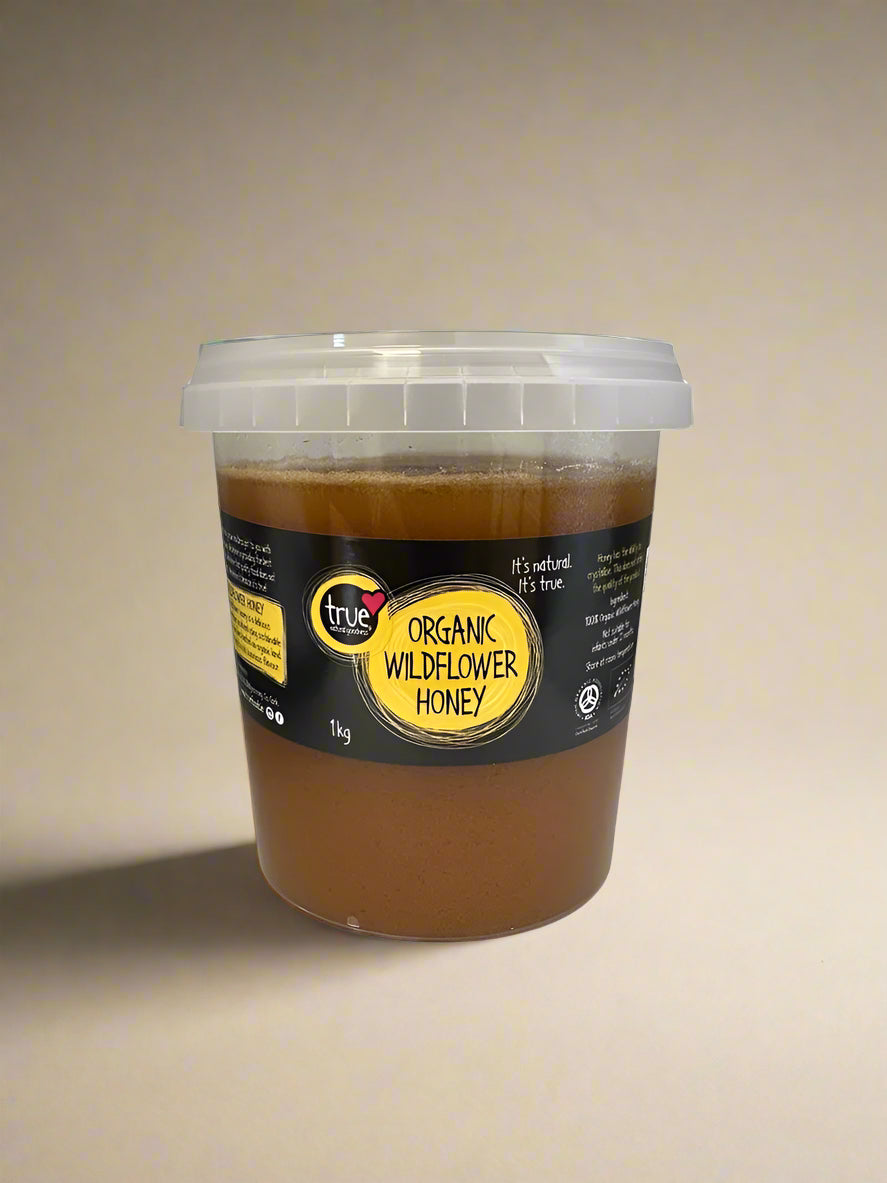 True Natural Goodness Organic Wildflower Honey 1kg jar raw and unblended