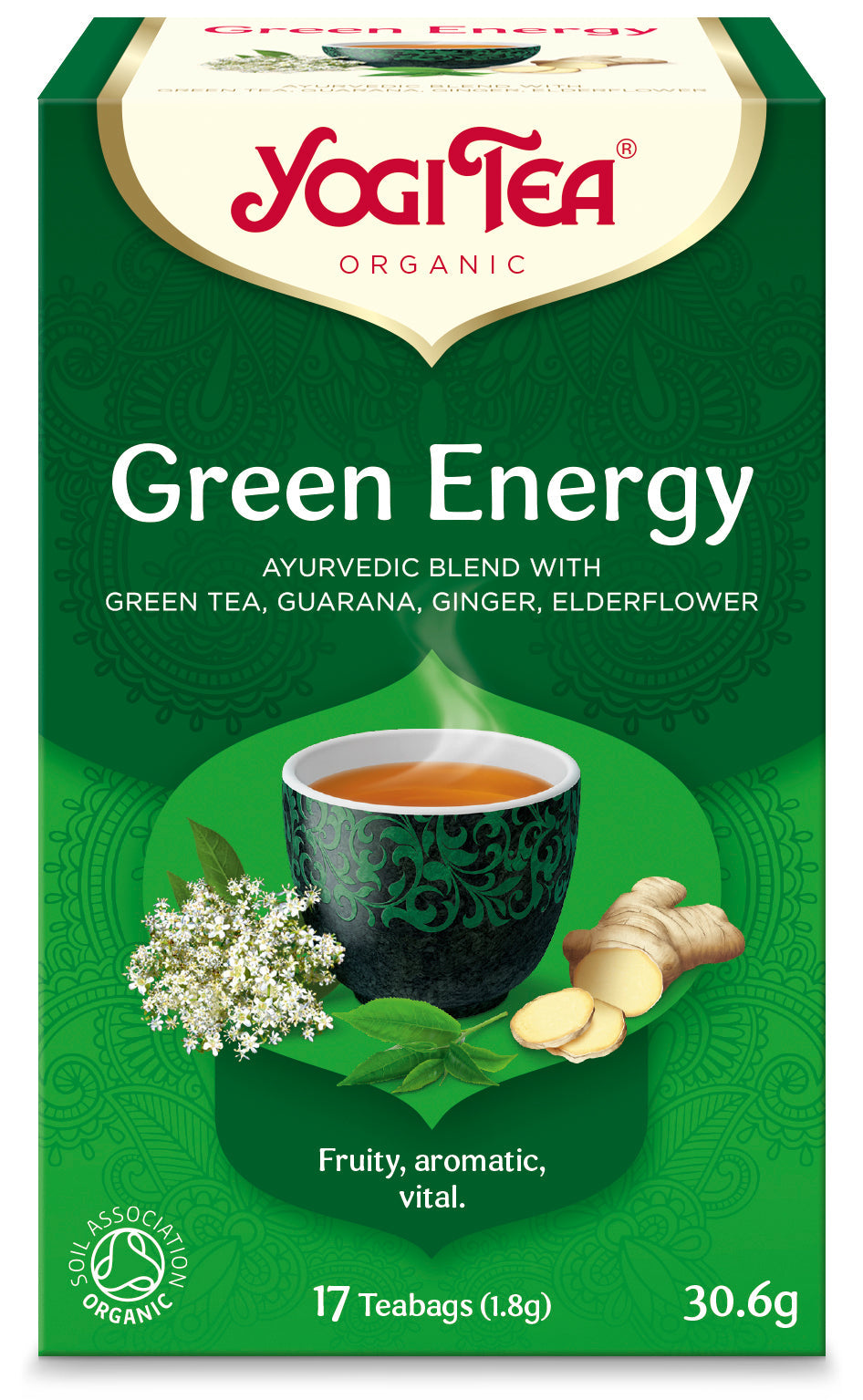 Yogi Green Energy Organic Tea – front of product packaging