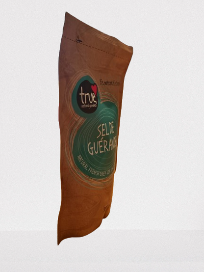 True Natural Goodness Sel de Guérande sea salt pouch, side view