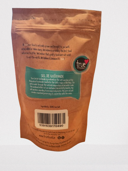 True Natural Goodness Sel de Guérande 250g pouch, back label