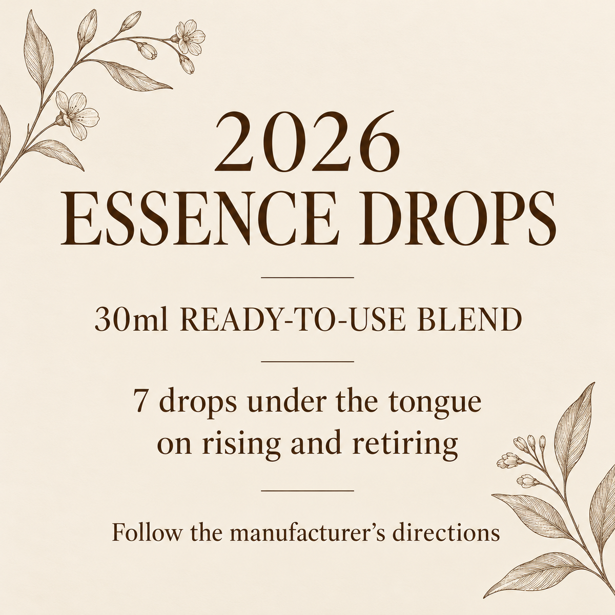 2026 Essence 30ml drops: seven drops on rising and retiring, following manufacturer directions