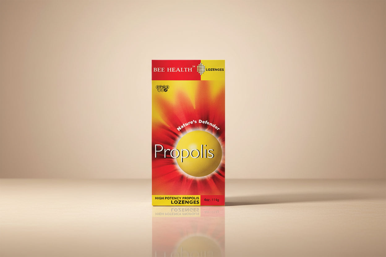 Bee Health Propolis lozenge packaging on a white background