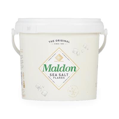 "Maldon Sea Salt in a 1.4kg tub, perfect for professional and everyday cooking."