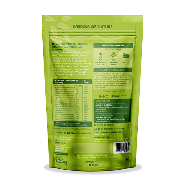 Iswari Moringa Powder (Organic) – 125g