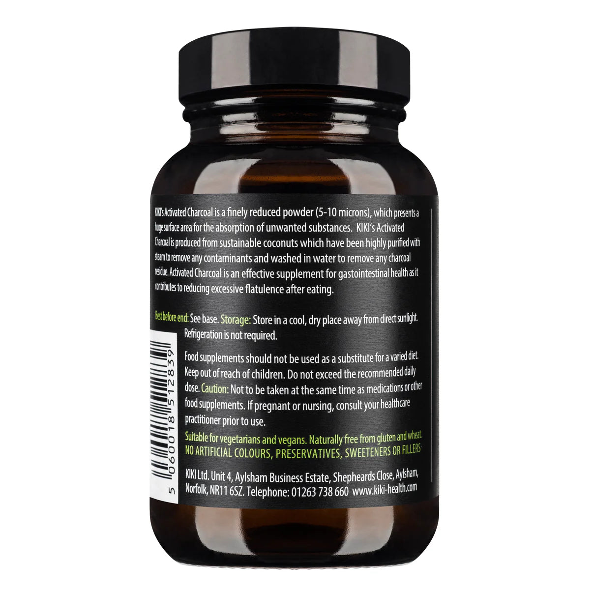 Kiki Activated Charcoal Powder – 100% Natural Coconut Shells (70g)