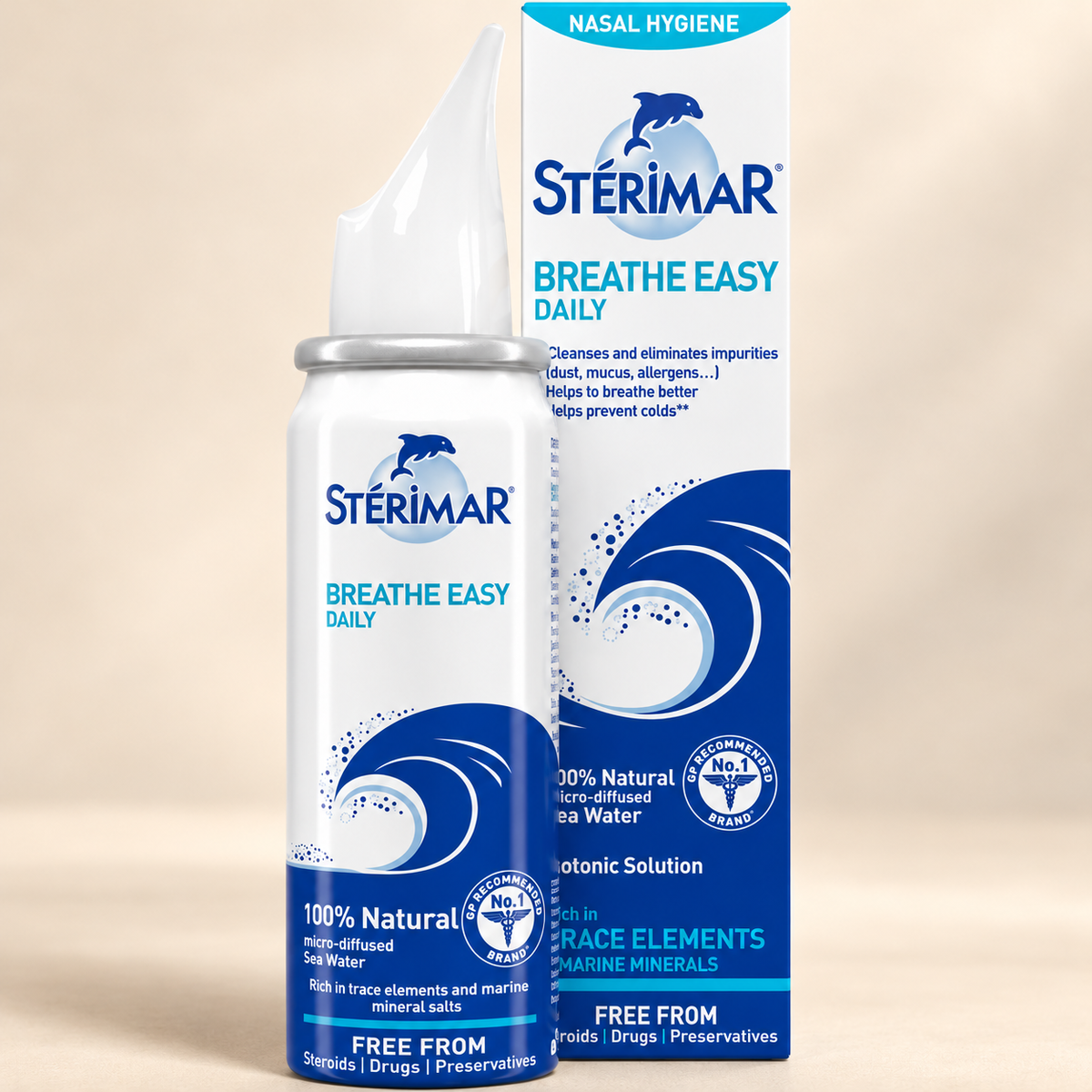 Sterimar Breathe Easy Daily 50ml spray and carton — front view