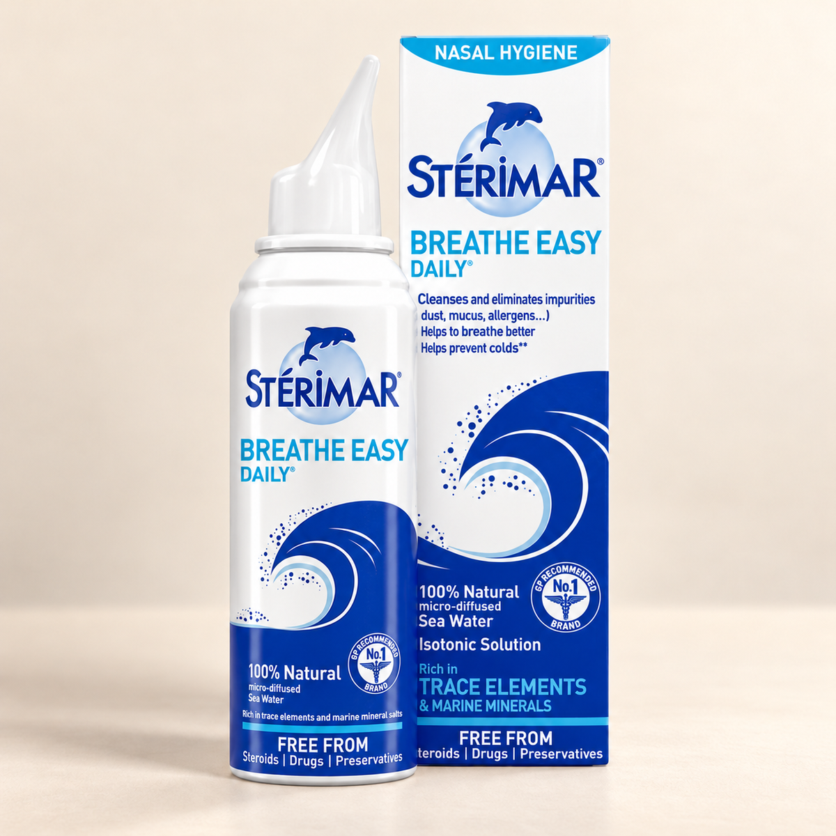 Sterimar Breathe Easy Daily 100ml spray and carton — front view