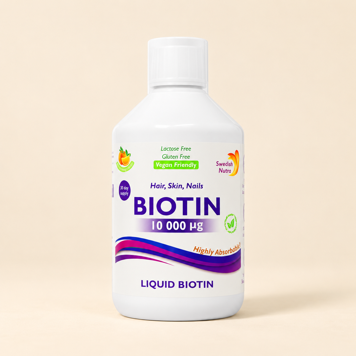 Swedish Nutra Biotin 10,000µg 500ml — bottle view
