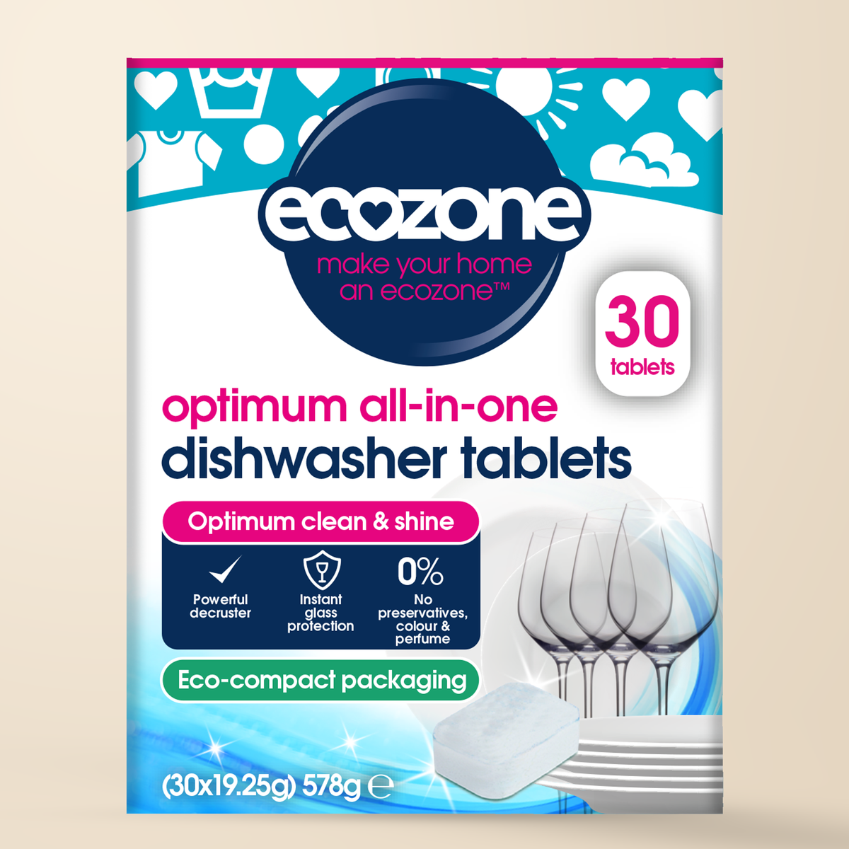 Ecozone Optimum All-in-One Dishwasher Tablets – 30 Tablets