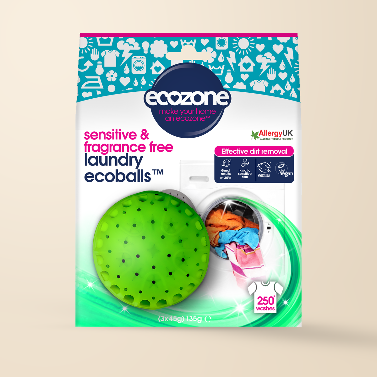 Ecozone Ecoballs – Fragrance Free – 250 Washes