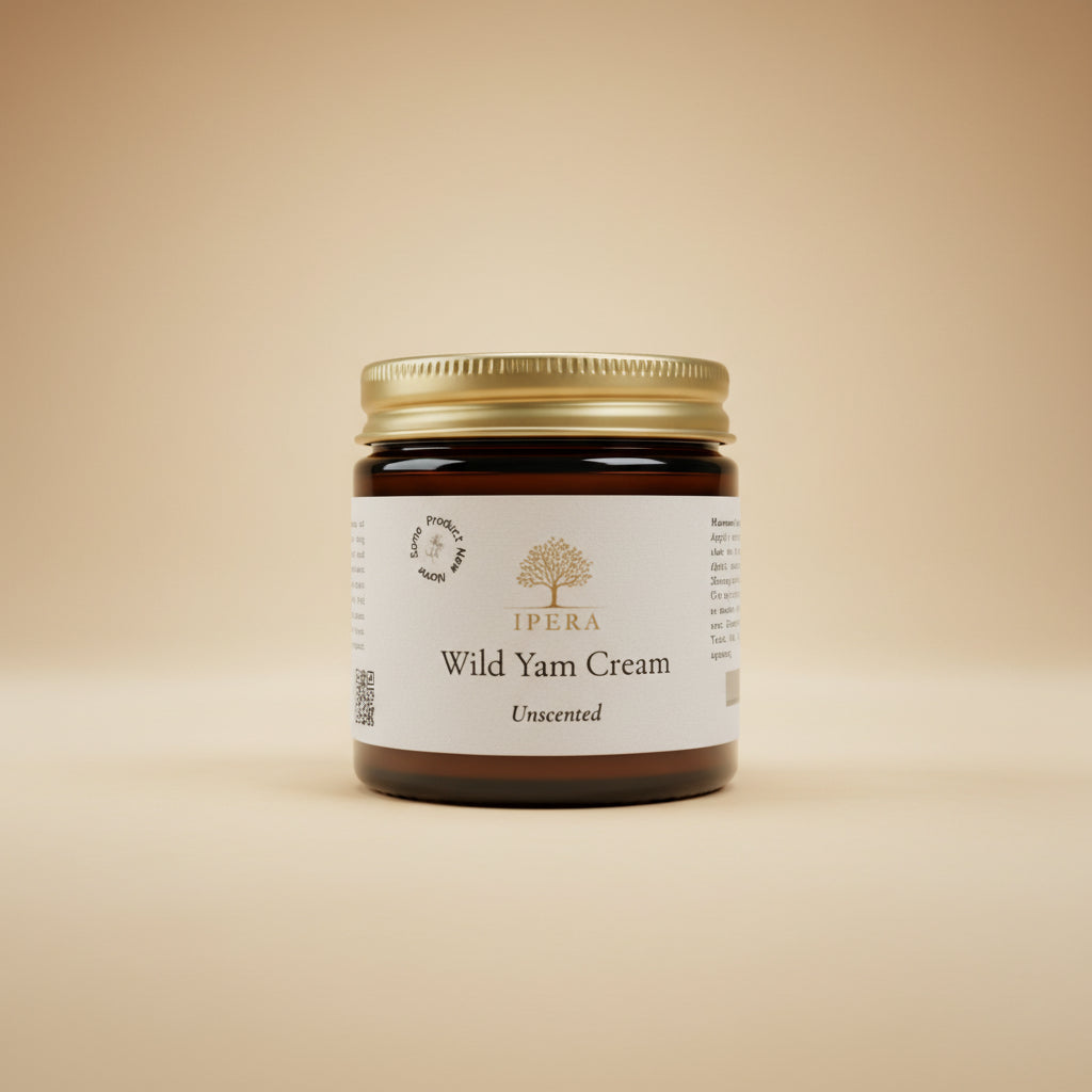Jar of Wild Yam Cream on a wooden surface
