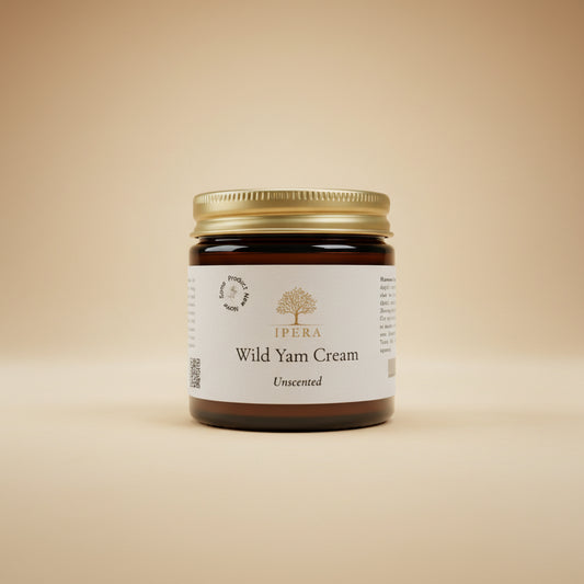 Jar of Wild Yam Cream on a wooden surface