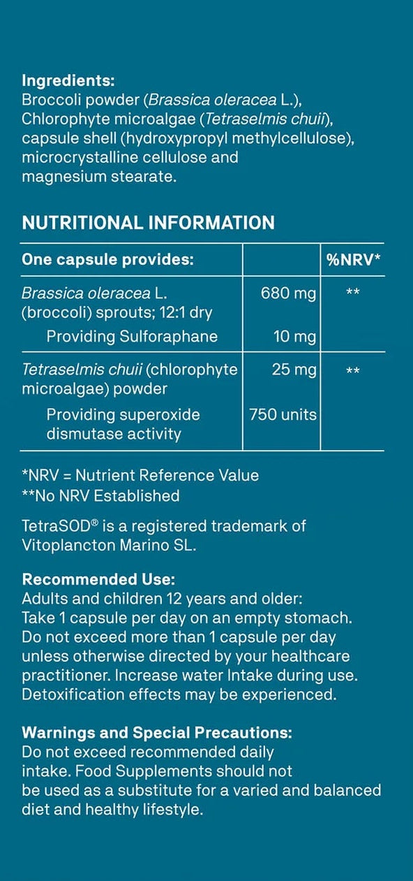 Nutritional information label on a blue background