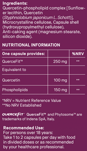 Nutritional information label on a purple background