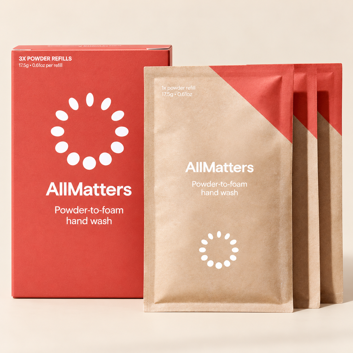 AllMatters Hand Wash Powder Refills – 3 × 17.5g – pack detail