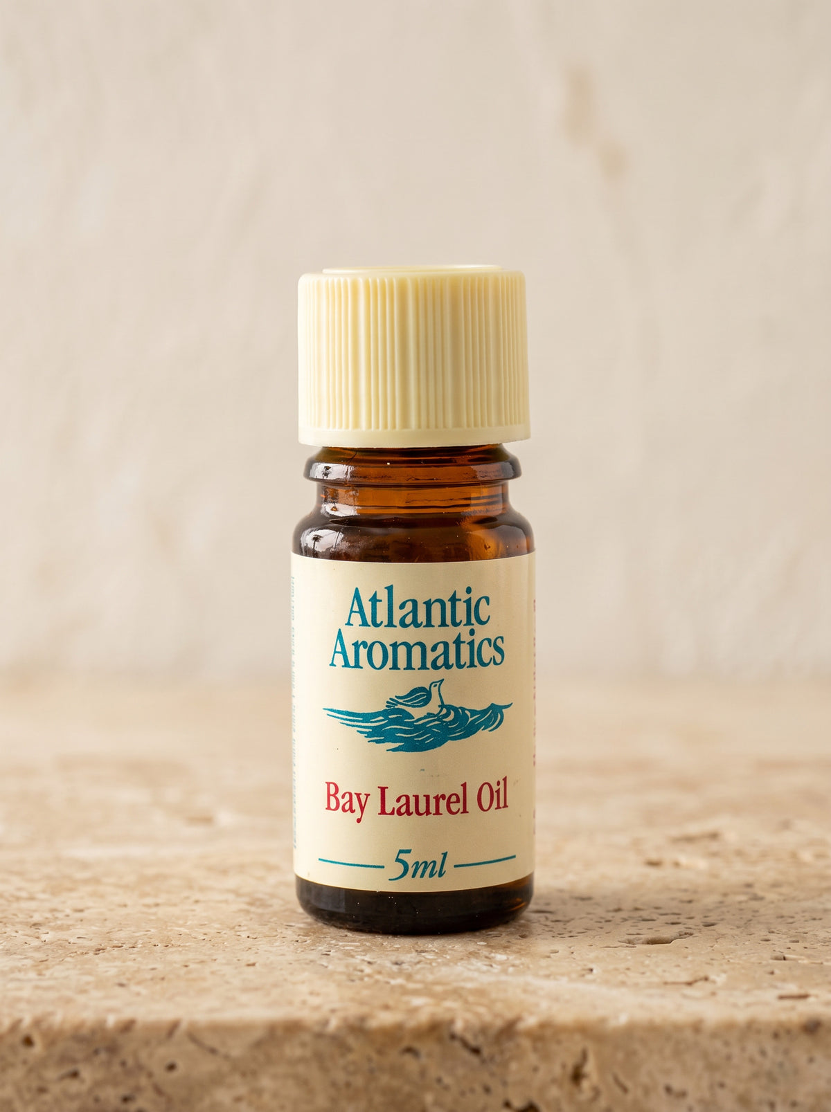 Atlantic Aromatics Bay Laurel Essential Oil – 5ml front bottle label on warm beige background