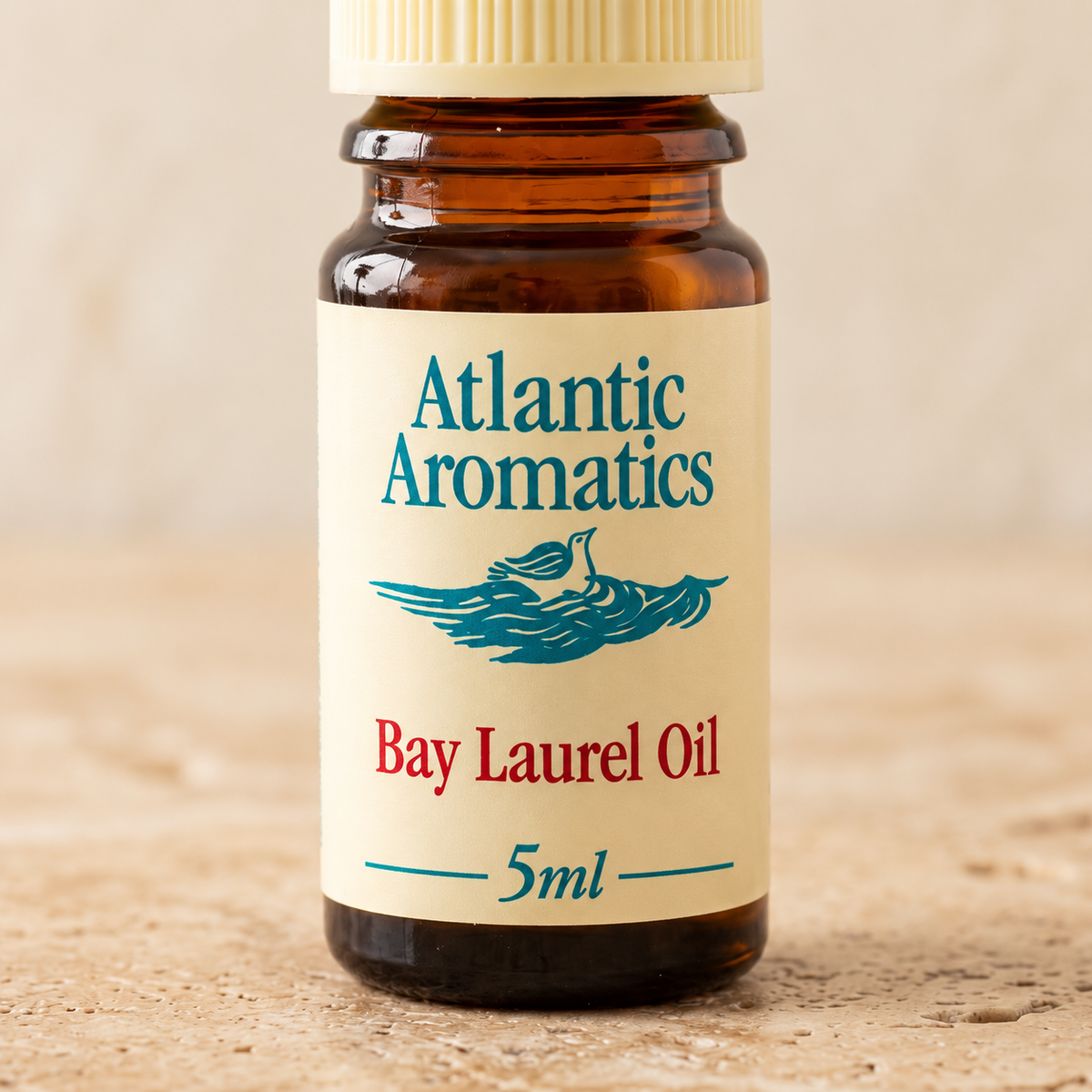 Atlantic Aromatics Bay Laurel Essential Oil – 5ml close-up of front label and bottle