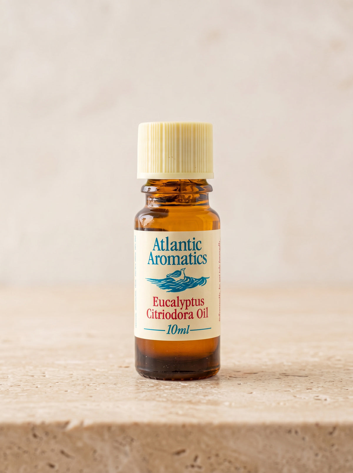 Atlantic Aromatics Eucalyptus Citriodora Essential Oil – 10ml front bottle on warm beige background