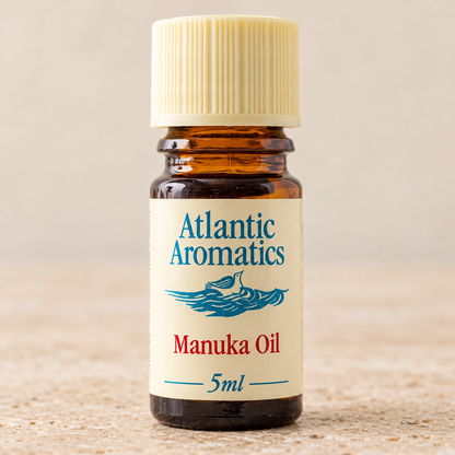 Atlantic Aromatics Manuka Essential Oil – 5ml front label detail