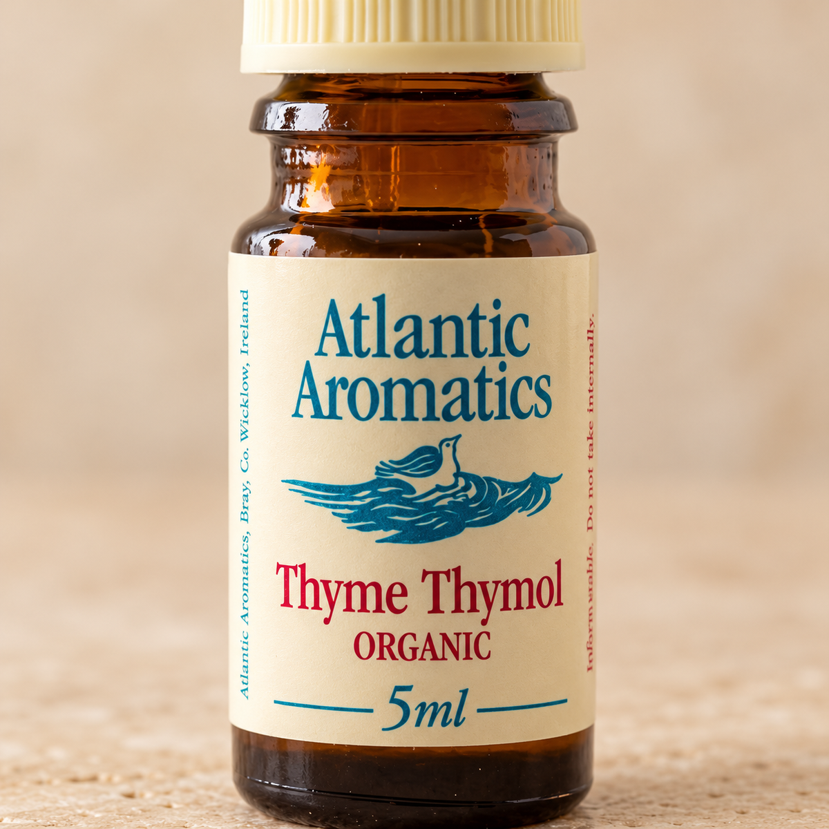 Atlantic Aromatics Organic Thyme Thymol Essential Oil – 5ml — front label close-up