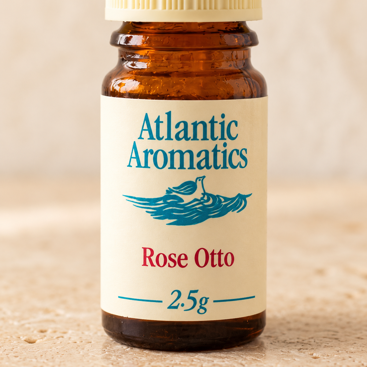 Atlantic Aromatics Rose Otto Essential Oil – 2.5g — front label detail