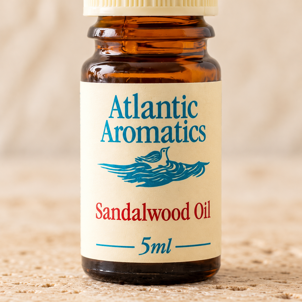 Atlantic Aromatics Sandalwood Essential Oil – 5ml — front label detail