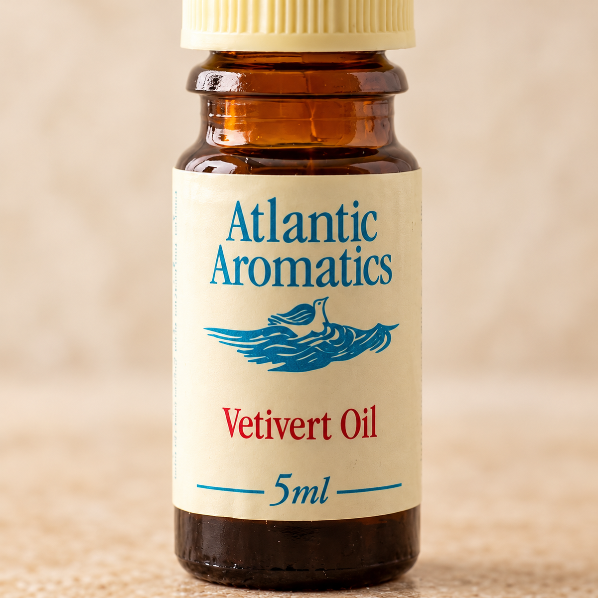 Atlantic Aromatics Vetivert Essential Oil – 5ml — front label close-up
