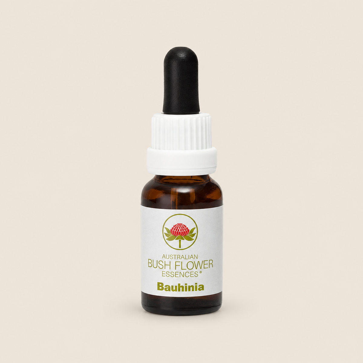 Australian Bush Flower bauhinia 15ml — bottle on a warm beige background