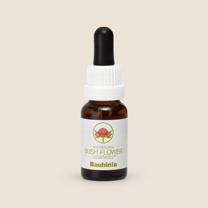 Australian Bush Flower bauhinia 15ml — bottle on a warm beige background